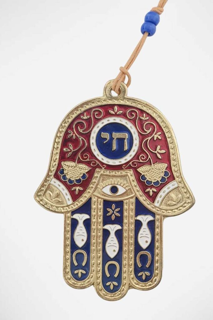 חמסה ממתכת דגם חי צבעוני